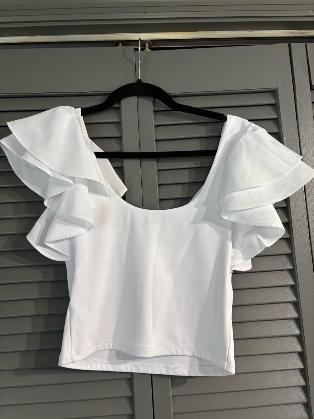 Express White Ruffle Sleeve Top - Picture 2 of 5